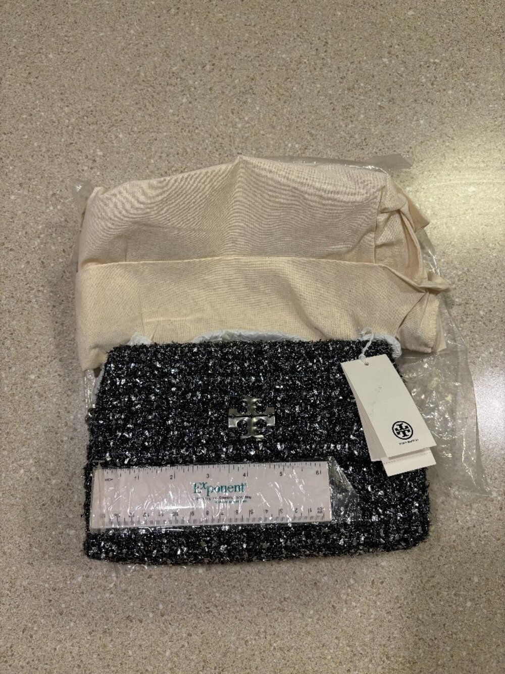 Tory Burch tweed shoulder/crossbody bag with dust bag and tags.